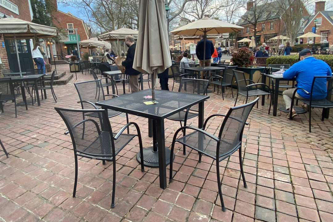 Kettler Patio furniture in a restaurants outdoor patio area. 