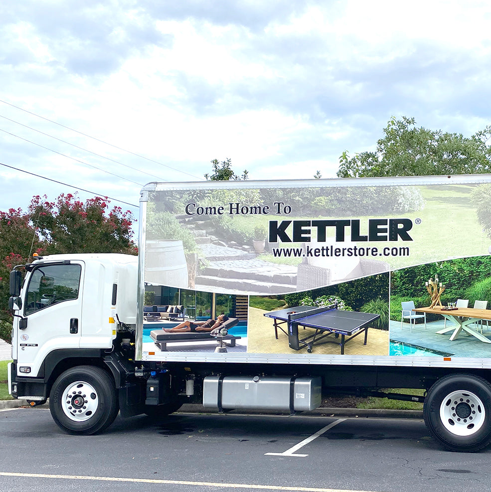 Side view of the Kettler Store delivery truck.