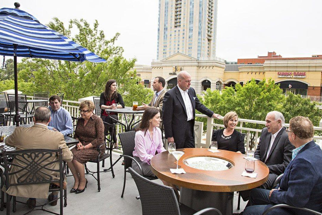 Kettler Patio furniture in a restaurants outdoor patio area. 