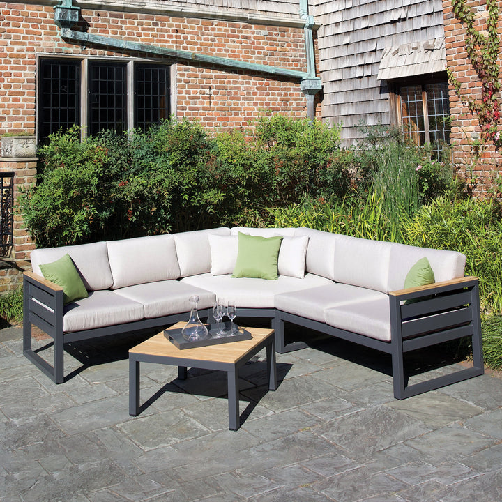 29"x29" Elba Comfort Aluminum Coffee Table With Teak Top