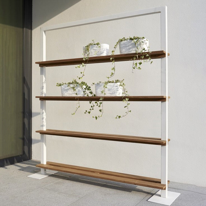 Nevada Patio Room Divider, white and teak