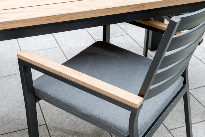 Elba Aluminum Dining Chair With Teak Accents