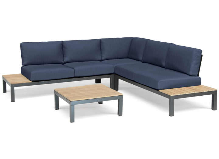 Elba Aluminum Corner Set With Teak Accents