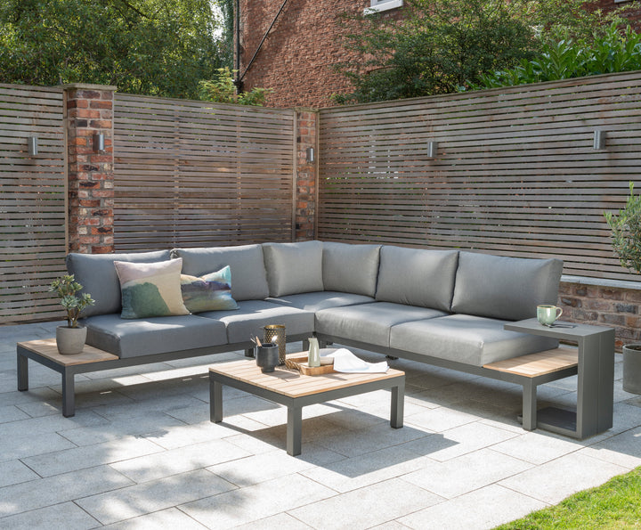 Elba Aluminum Corner Set With Teak Accents