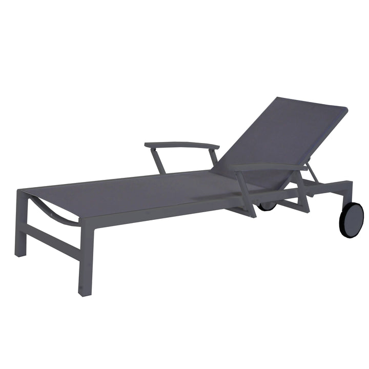 Soak up the sun in style in the Anabel Sun Lounger. The sleek frame goes from upright to flat with ease thanks to the adjustable high back and collapsible armrests. Transport wheels makes it easy to be moved around your patio to get all the sun you prefer