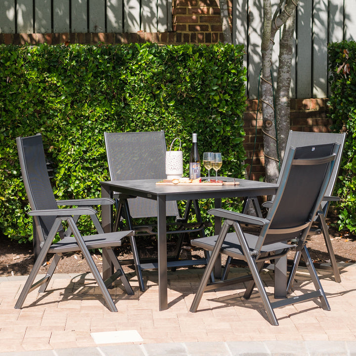 The Basic Plus Collection features textile sling material that provides a relaxing lounge experience without the need for cushions. The folding design makes storage a breeze. The robust aluminum frame allows for versatility and durability that is ideal for outdoor furniture.