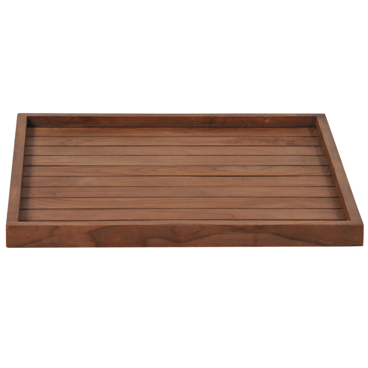 Complete your outdoor patio space with the solid teak Balance Serving Tray. A functional addition offering a modern design for easy entertaining.