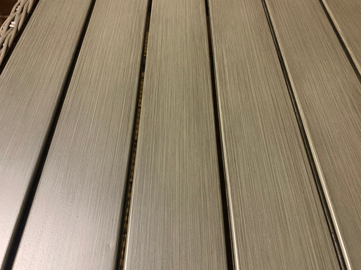 Brushed aluminum top for the KETTLER Palma Round Wicker Casual Dining Table