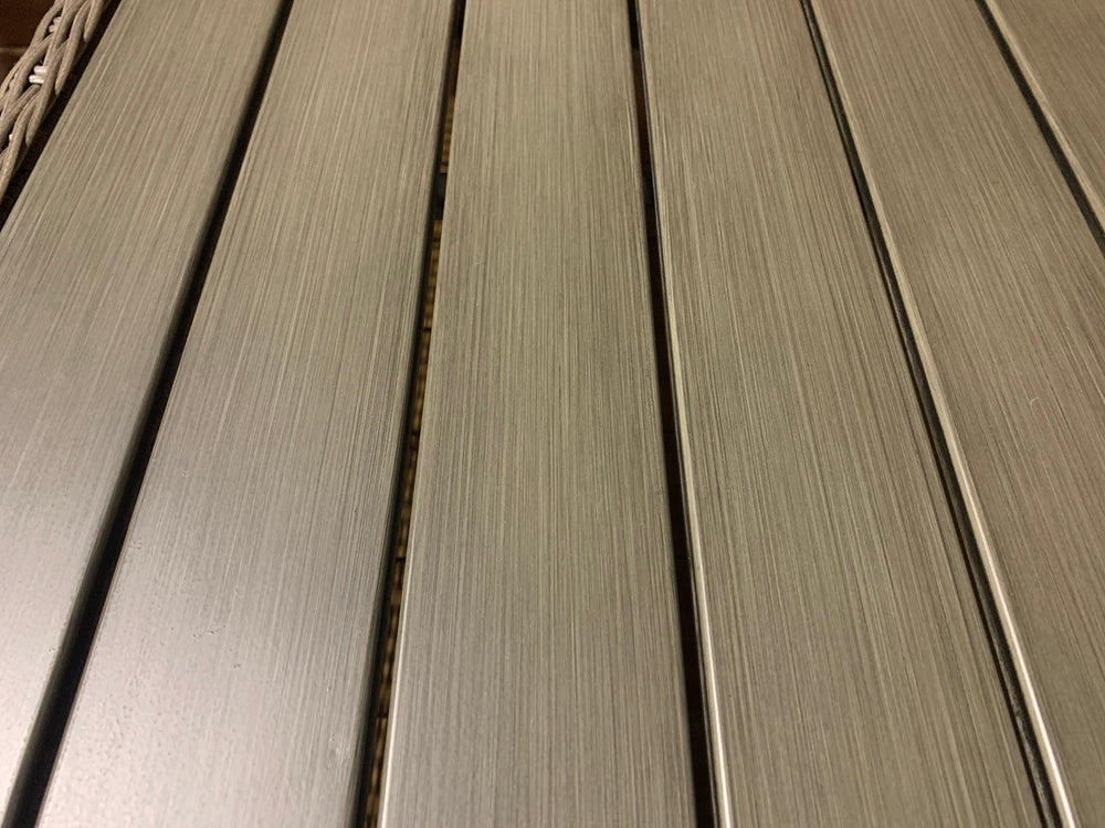 Brushed aluminum top for the KETTLER Palma Wicker Coffee Table