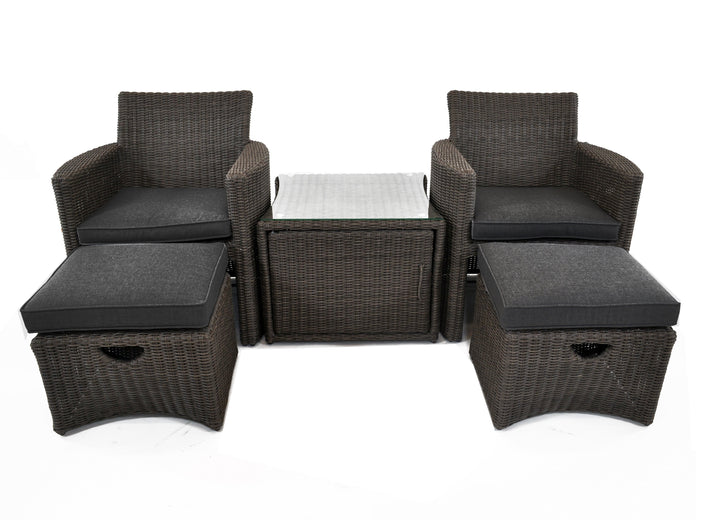Cupido Wicker 2-Person Conversation Set -Canvas Coal