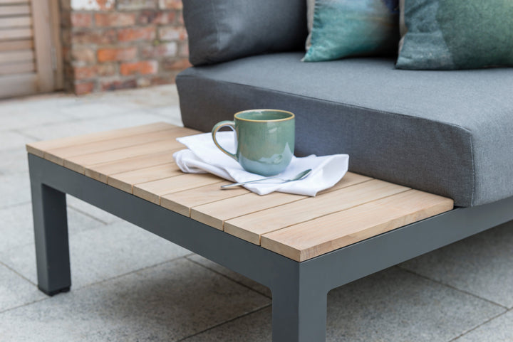 Elba Aluminum Corner Set With Teak Accents