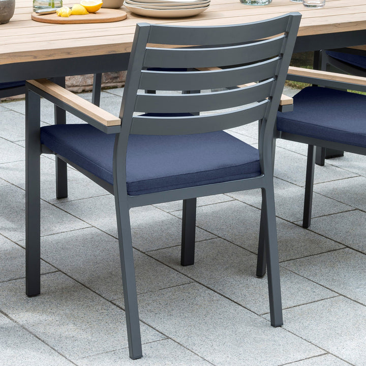 Elba Aluminum Arm Chair With Teak Accents