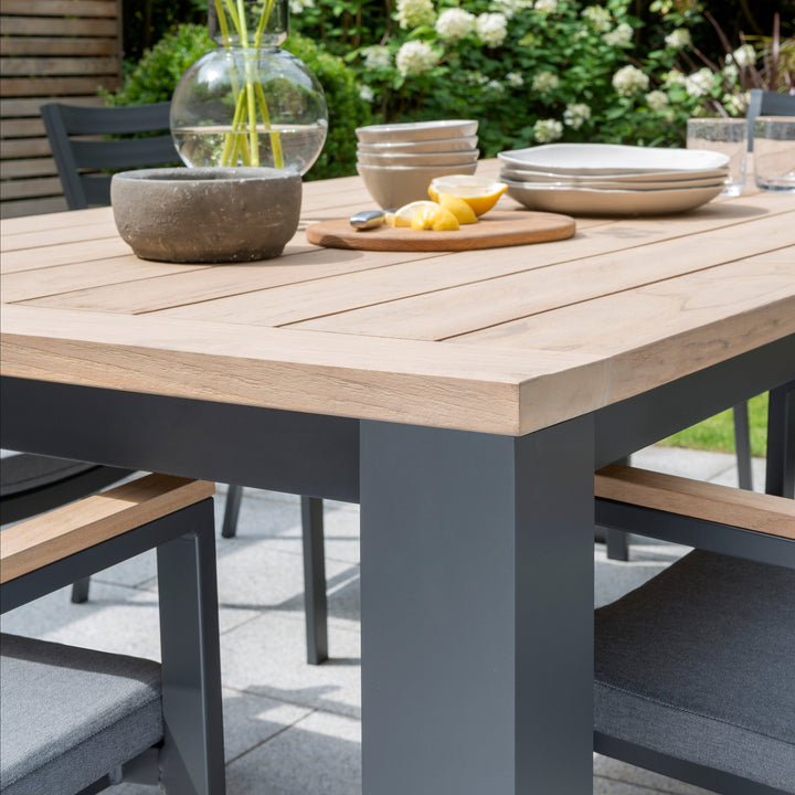 Elba Aluminum Dining Set With Teak Accents