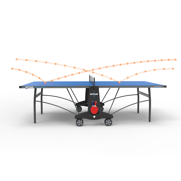The KETTLER Cabo OUTDOOR table is the perfect table for anyone looking for a fun-filled game of outdoor table tennis with style and great features. The weatherproof KETT-TEC5 table top provides a consistent ball bounce and great durability. This Centerfold table has built-in patented features including SMOOTH TRAX and Dual Locking systems.