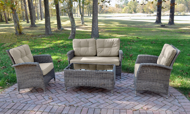 Lakena 4-Piece Wicker Rattan Lounge Set With Cushions
