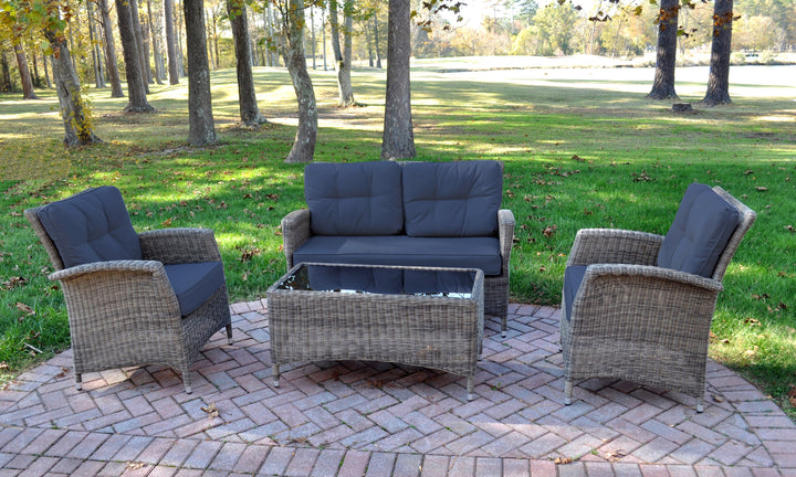 Lakena 4-Piece Wicker Rattan Lounge Set With Cushions