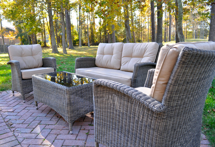 Lakena 4-Piece Wicker Rattan Lounge Set With Cushions