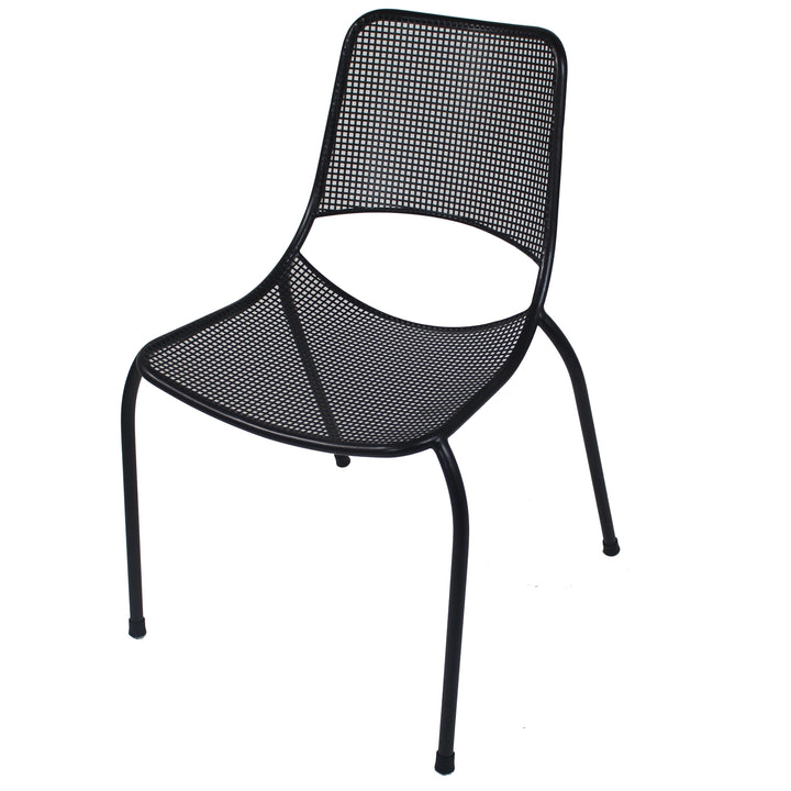 The popular Metro Armless Chair offers a stylish, modern look and boasts a comfy seating position with a curved back and seat. The sturdy chair withstands outdoor weather all year round and stacks for easy storage. The Metro Armless Chair is at home to both a residential or commercial setting.  Mix and match the Metro chair with KETTLER’s wide range of steel mesh outdoor tables.