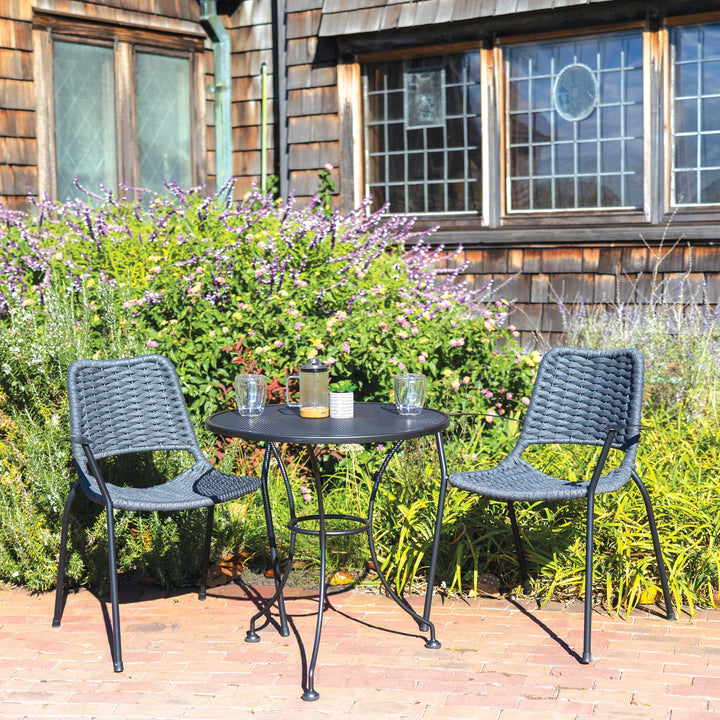 The popular Metro Arm Chair is now offered in a stylish, modern, weather resistant rope weave, and boasts a comfy seating position with a curved back and armrests.