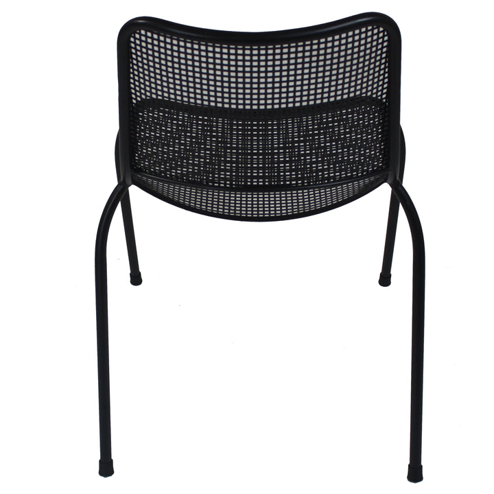 The popular Metro Armless Chair offers a stylish, modern look and boasts a comfy seating position with a curved back and seat. The sturdy chair withstands outdoor weather all year round and stacks for easy storage. The Metro Armless Chair is at home to both a residential or commercial setting.  Mix and match the Metro chair with KETTLER’s wide range of steel mesh outdoor tables.