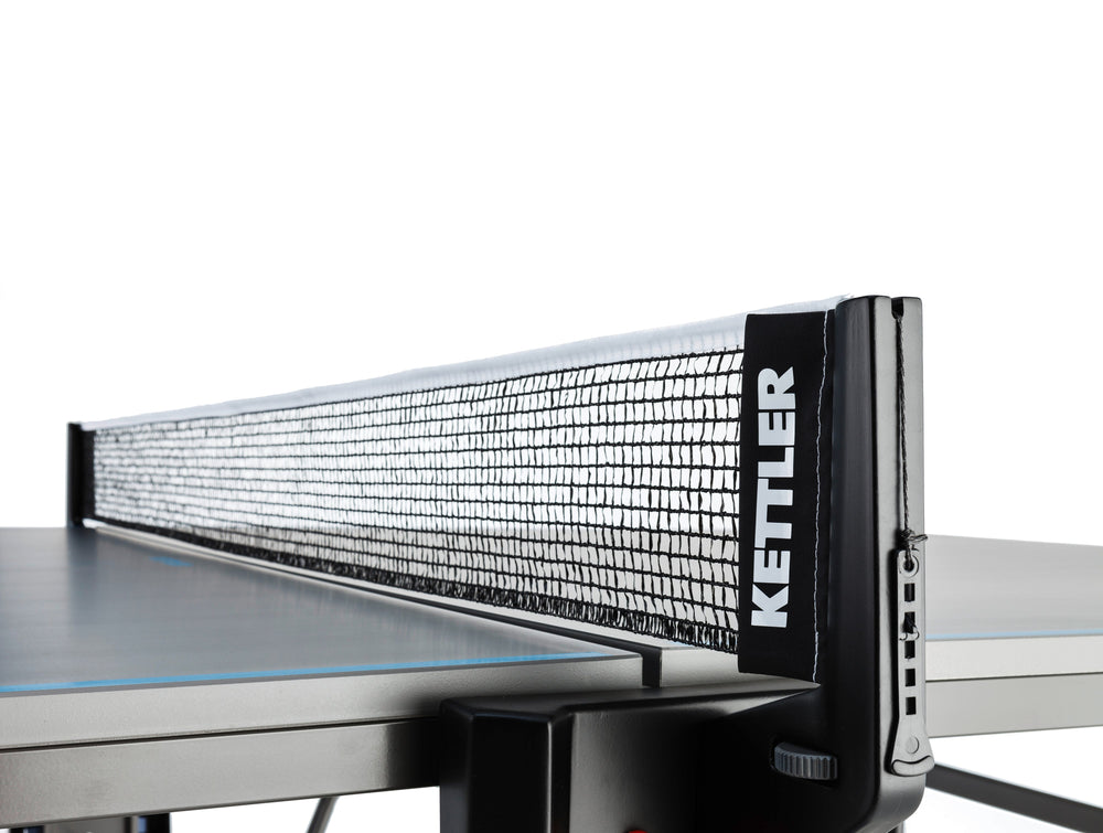 Ping pong replacement net attached to table in play position