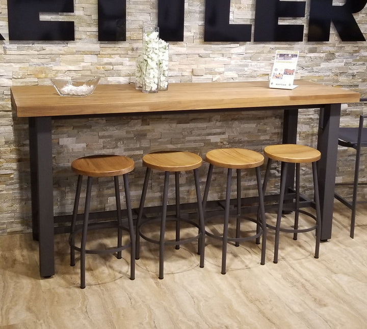 With its powder coated construction and 100% Indonesian SVLK certified teak tops, the Nevada Bar Set is a true work of art.  The combination of durable aluminum frame and warm robust teak gives it an eye-catching industrial look that will surely grab the attention of the most disconcerting critic.
