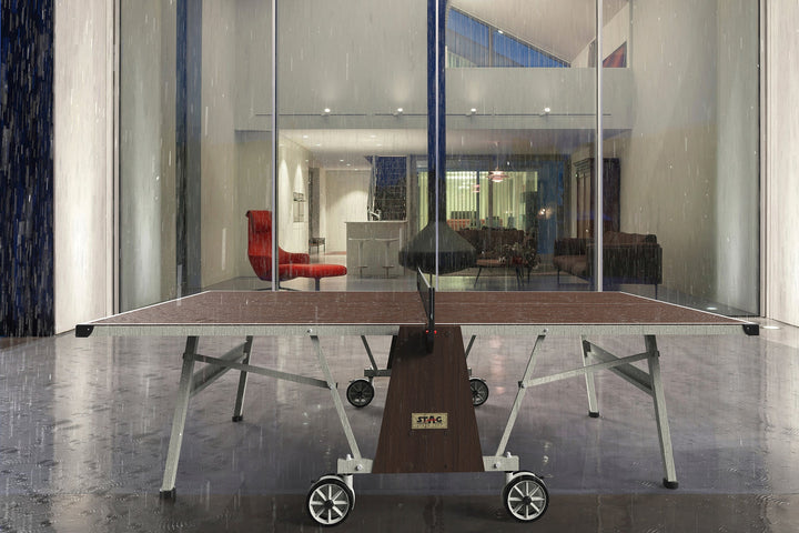 Outdoor table tennis table in rain, rain proof