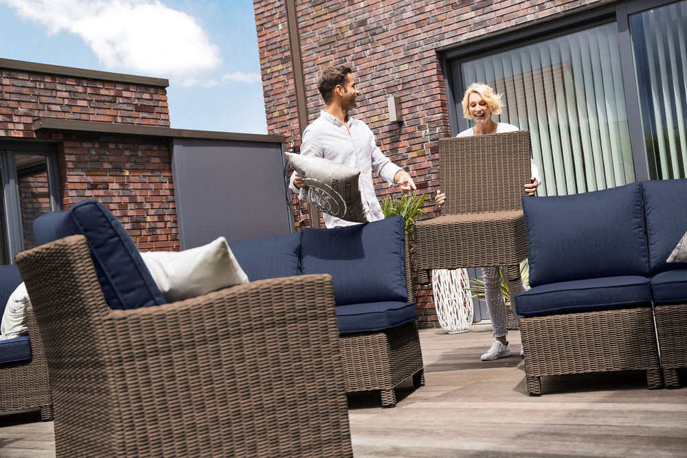 Palma Modular Pieces can be arranged to fit personal space requirements in infinite combinations. With Palma Casual Dining you can enjoy dining and relaxing in one beautiful set of furniture.  Eat, drink, entertain, relax with friends; casual or formal. All in all, it's a fusion of lounge and dining in one unique set making it incredibly versatile and a great value.