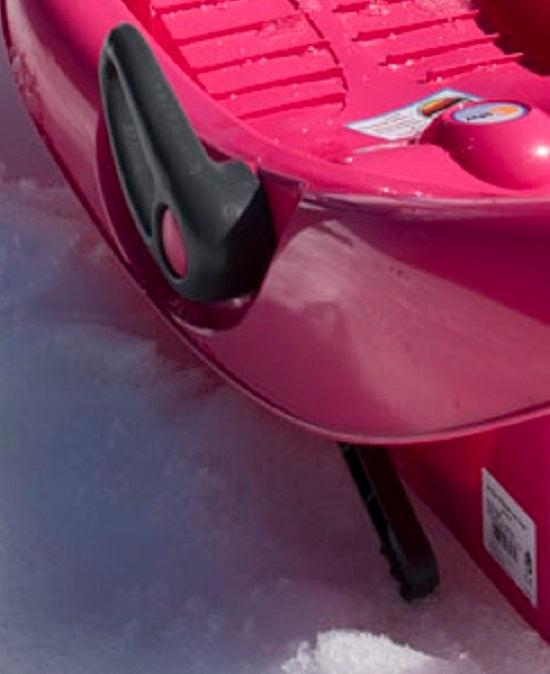 close up of breaks on sled