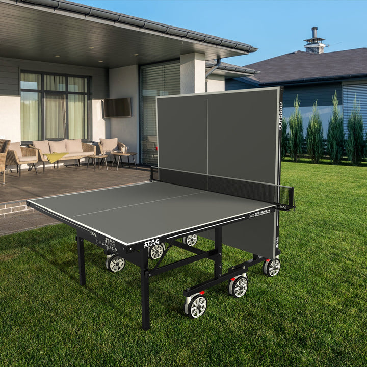 Pacifica Gray Outdoor Table Tennis Table - 4-Player Bundle