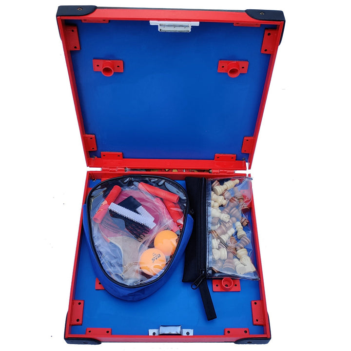 If you love Table Tennis you will love this miniature Table game.  It's great for taking it on the go.  It folds up and has a strong magnet to keep it securely closed.  All the pieces store easily inside the folded table.