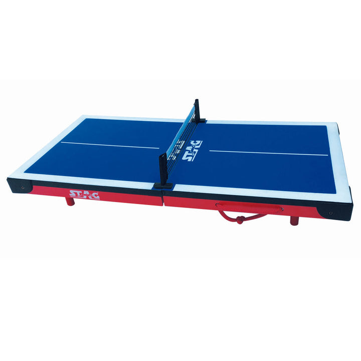 If you love Table Tennis you will love this miniature Table game.  It's great for taking it on the go.  It folds up and has a strong magnet to keep it securely closed.  All the pieces store easily inside the folded table.