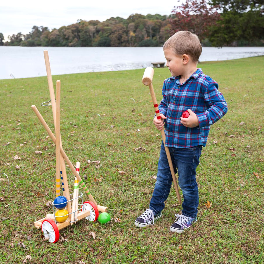 Child with the 4-Player Croquet with Trolley