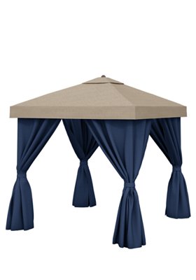Aluminum Cabana, 8' Square w/ Fabric Curtains & Vent