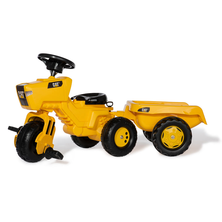 This CAT® Pedal Vehicle is on three wheels so it rides like a Tricycle with the look of a tractor.