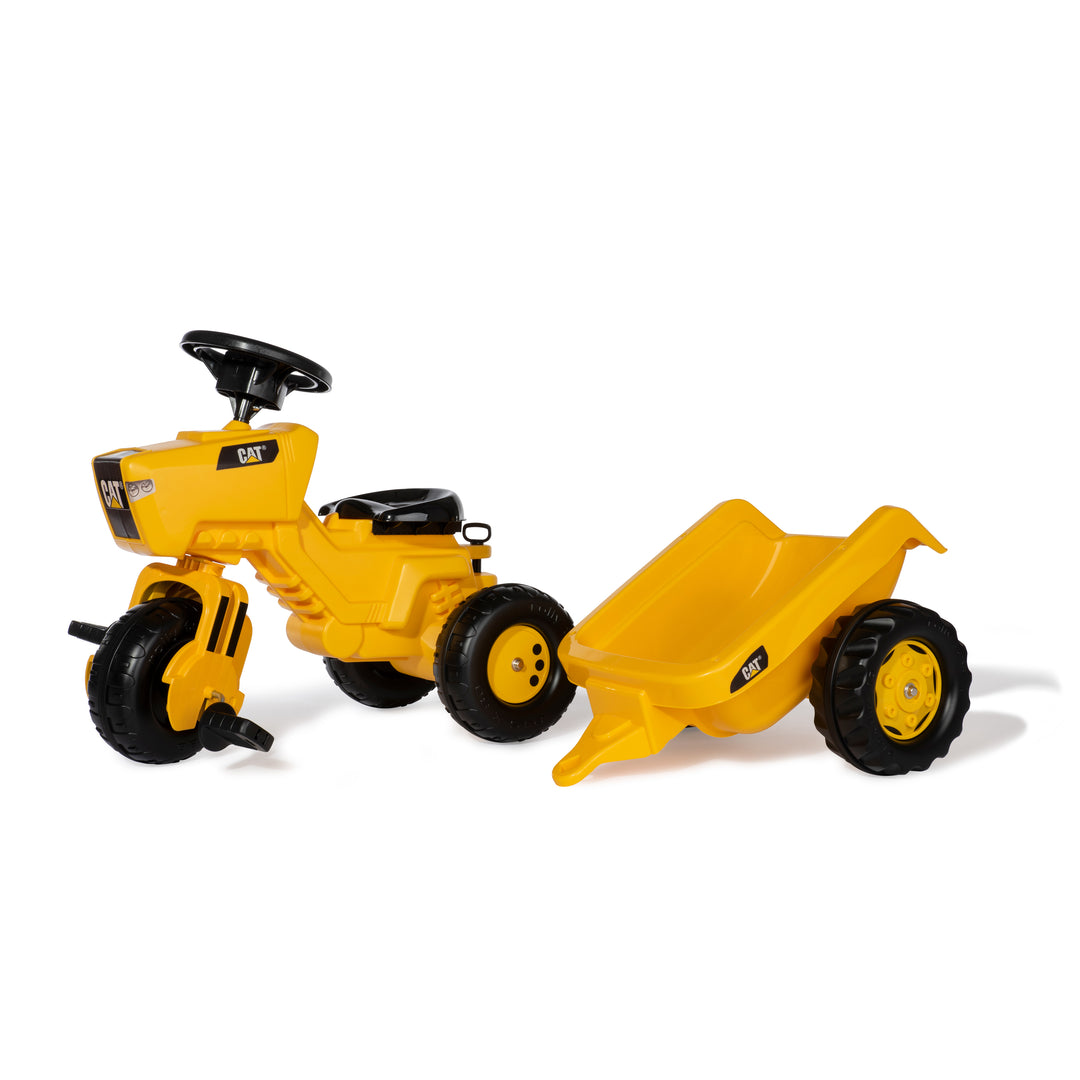 This CAT® Pedal Vehicle is on three wheels so it rides like a Tricycle with the look of a tractor.