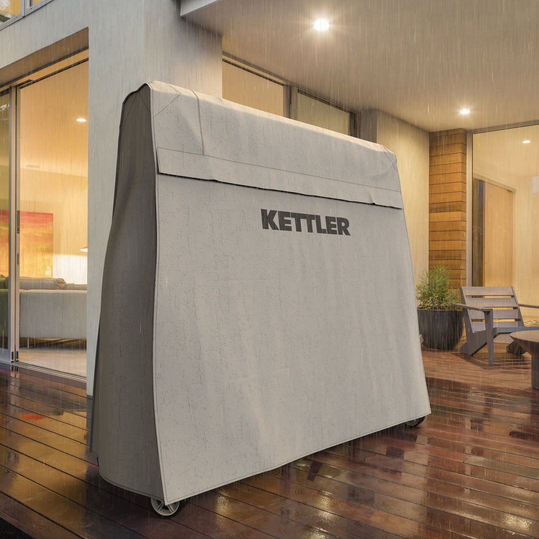 The top of the line KETTLER® Berlin Pro OUTDOOR is manufactured in Germany and offers state-of-the-art technology. The KETT-TEC6 outdoor weatherproof top provides durability for outdoor use, and offers high performance and true ball bounce. This table top also features the unique KETTLER® steel profile apron which not only adds greater protection to the table edge, but also adds a beautiful distinctive appearance. 