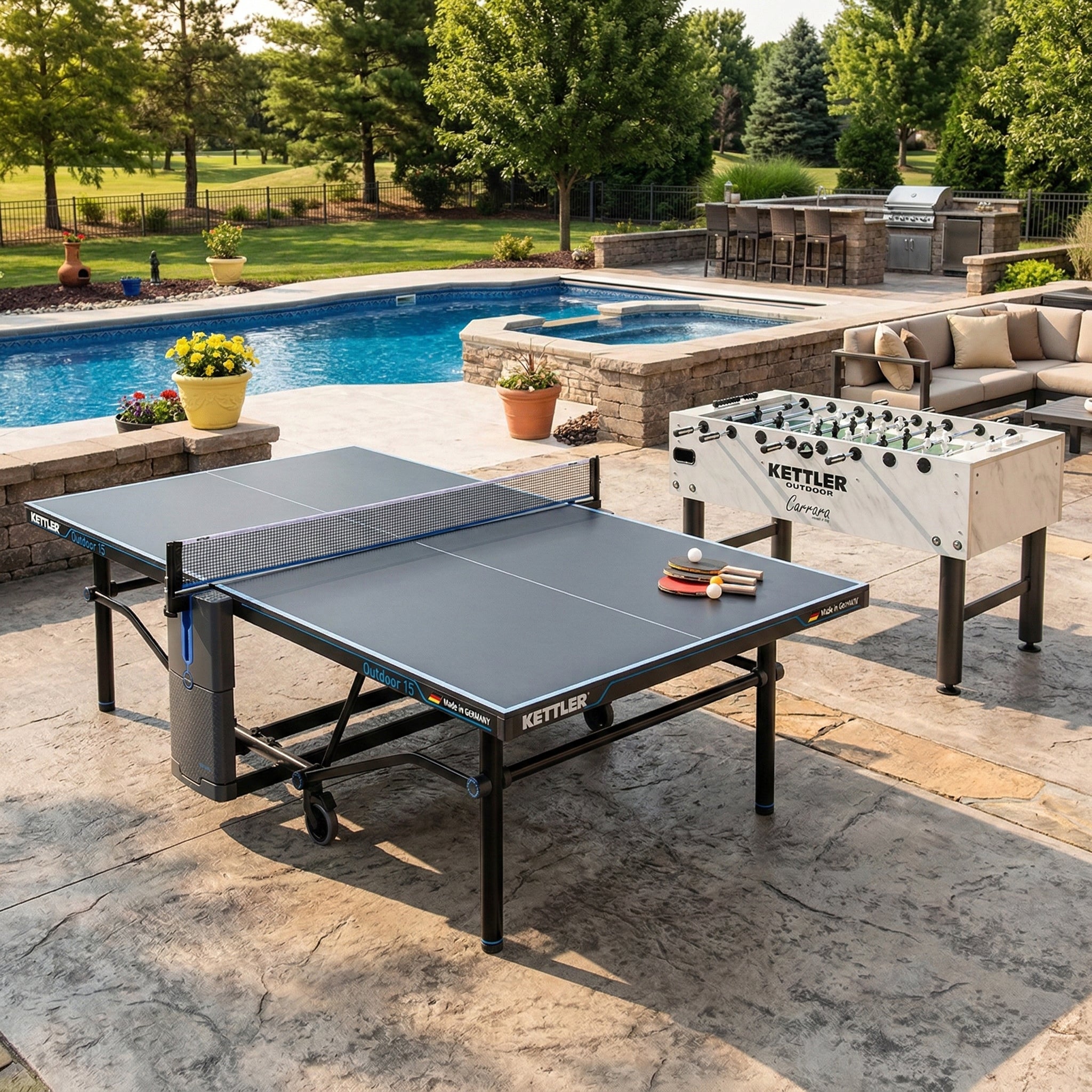 clearance patio table with umbrella hole Outdoor 58 inch Round Dining On Sale Anmutig black Table/Chair Material Tenleaf 7-Piece Metal Outdoor Dining