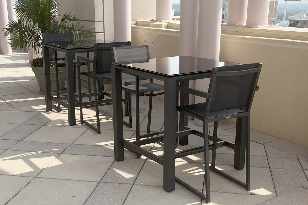 Kettler Patio furniture in a commercial covered outdoor patio area. 