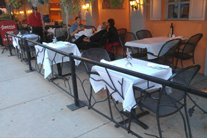 Kettler Patio furniture in a restaurants outdoor patio area. 