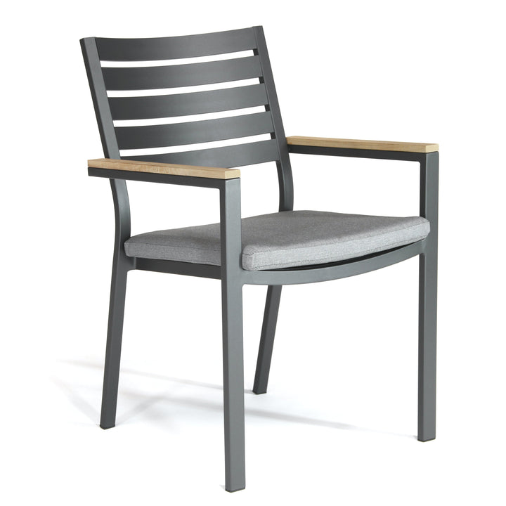 Elba Aluminum Arm Chair With Teak Accents