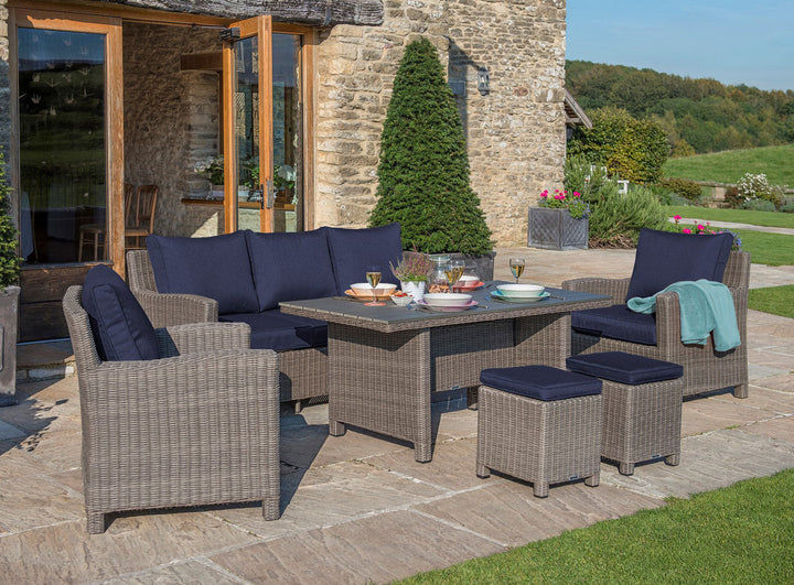 KETTLER Palma Wicker Rattan Stool with lounge set outdoors