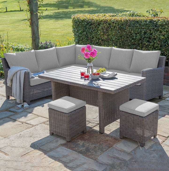 Palma Modular Pieces can be arranged to fit personal space requirements in infinite combinations. With Palma Casual Dining you can enjoy dining and relaxing in one beautiful set of furniture.  Eat, drink, entertain, relax with friends; casual or formal. All in all, it's a fusion of lounge and dining in one unique set making it incredibly versatile and a great value.