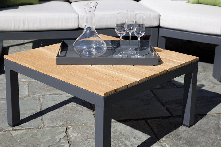 29"x29" Elba Comfort Aluminum Coffee Table With Teak Top