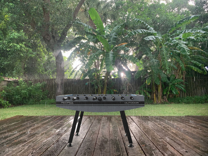 The STAG Iconic Pacifica Outdoor Foosball Table is fully weatherproof and loaded with counter-balanced, hand painted men having a realistic appearance and molded directly to the stainless steel play rods. 