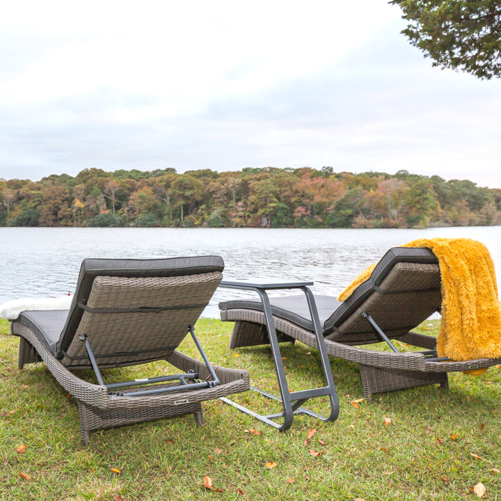 Lifestyle image of the KETTLER Palma Wicker Multi-Position Lounger