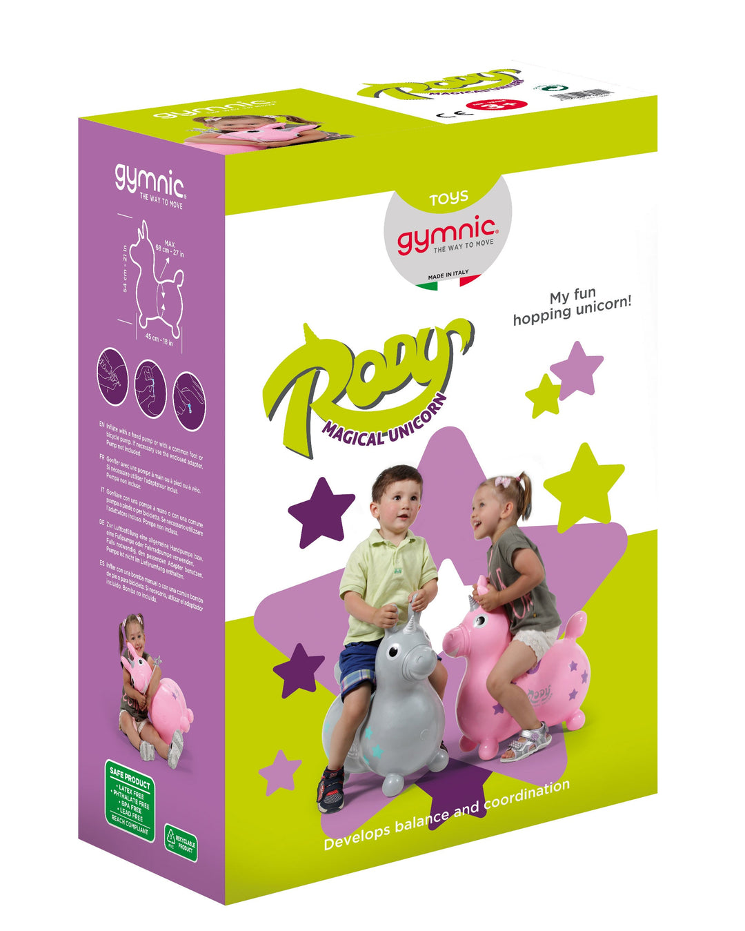 Our celebrated Rody now in the exclusive unicorn version. The magical horn and the sparkling stars stimulate children’s imagination. Having the same features as Rody horse, also Rody Magical Unicorn helps your child develop balance, movement skills and coordination.