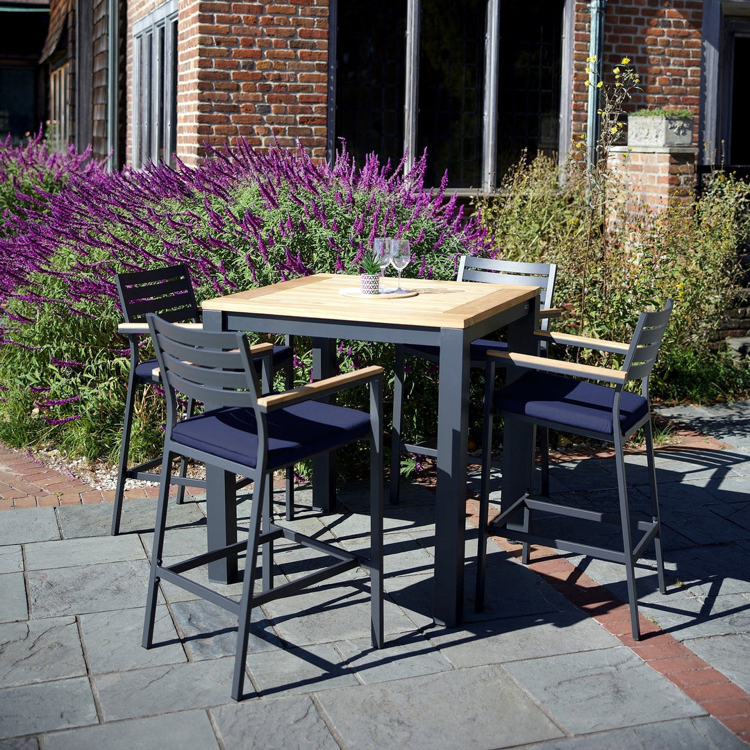 Elba Aluminum Bar Chair With Teak Arm Rests and Cushion – KETTLER