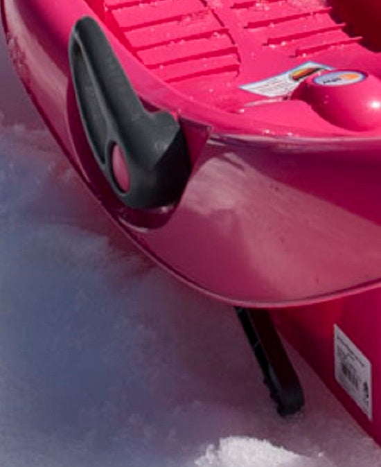 close up of breaks on sled 