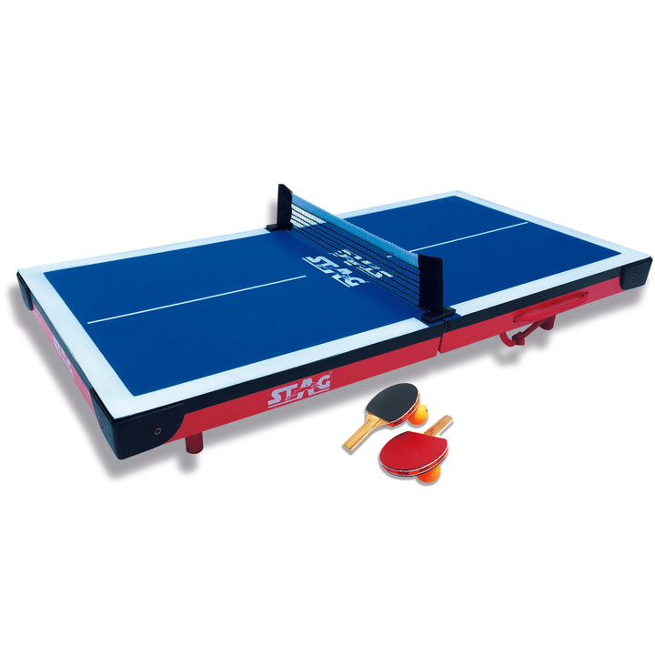 If you love Table Tennis you will love this miniature Table game.  It's great for taking it on the go.  It folds up and has a strong magnet to keep it securely closed.  All the pieces store easily inside the folded table.  